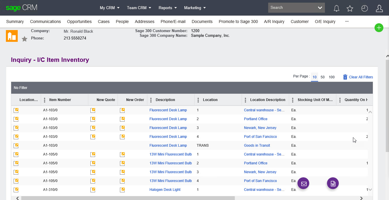 Sage 300 item inventory