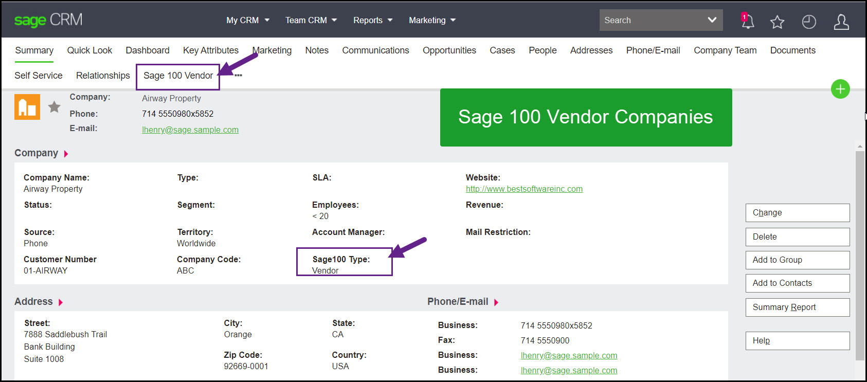 Sage 100 vendor companies